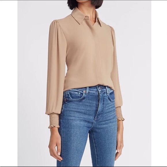 Express Smocked Cuff Portofino Top - Picture 1 of 4